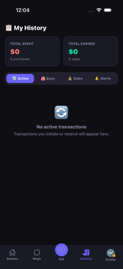 Track buys, sales and active deals