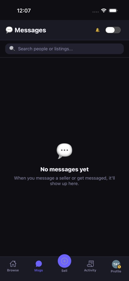 Message sellers in real time